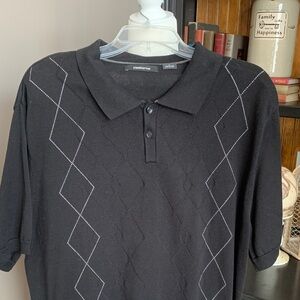 Claiborne Black Diamond Pattern Polo Sweater